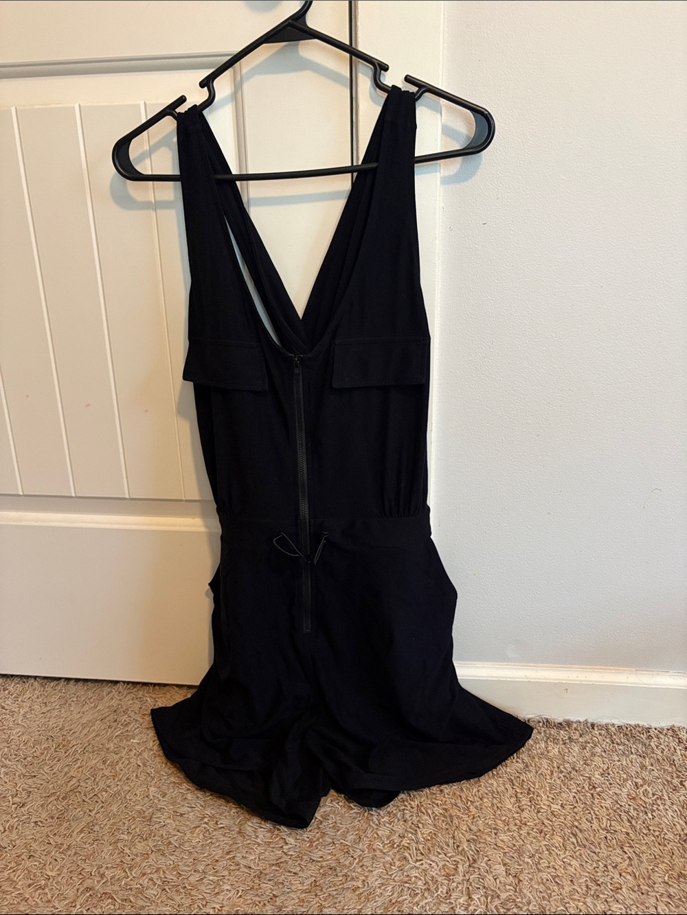 ZYIA Black Sleeveless Romper with Front Zip